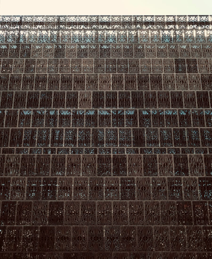 Decorative architectural metal facade screen