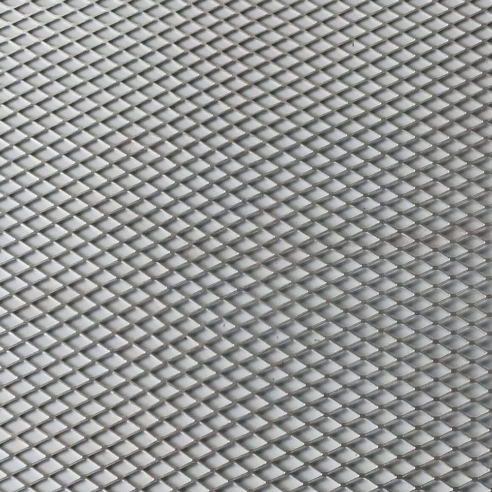 Flat sheet of expanded metal mesh, diamond weave pattern