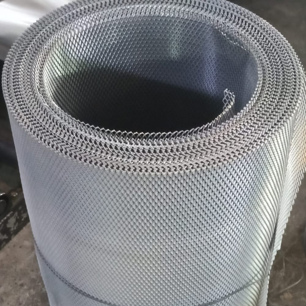 Rolled coil of expanded metal sheet ready for dispatch
